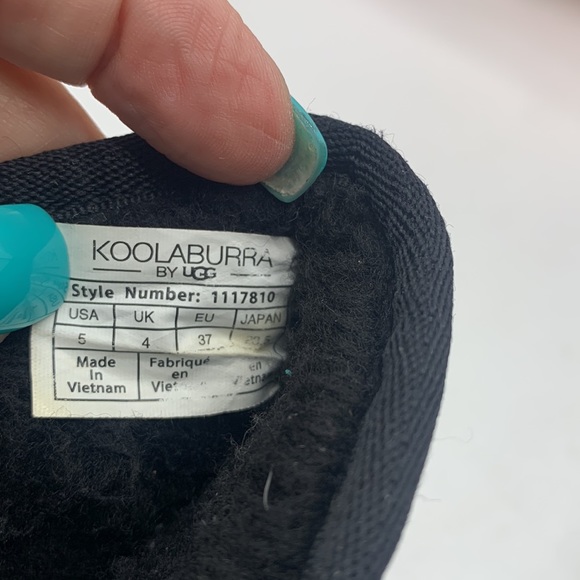 Koolabura by UGG short Black Suede Shearling Boots with Bow Size 5 BAB3927F - Picture 8 of 10